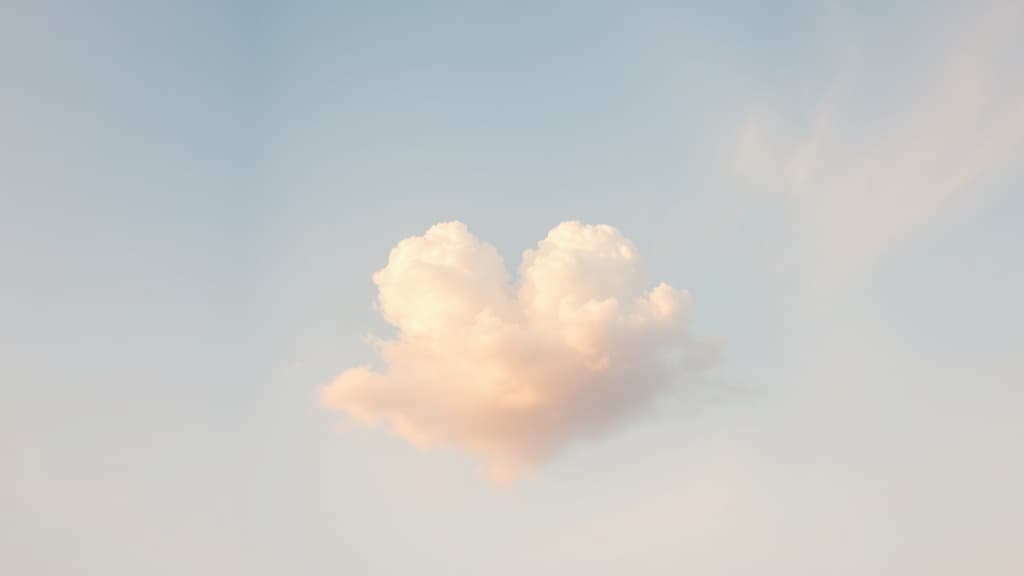 Soft blue sky with heart-shaped clouds